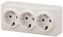 Розетка с заземлением накладная Эра Эксперт 3-м. слоновая кость картинка